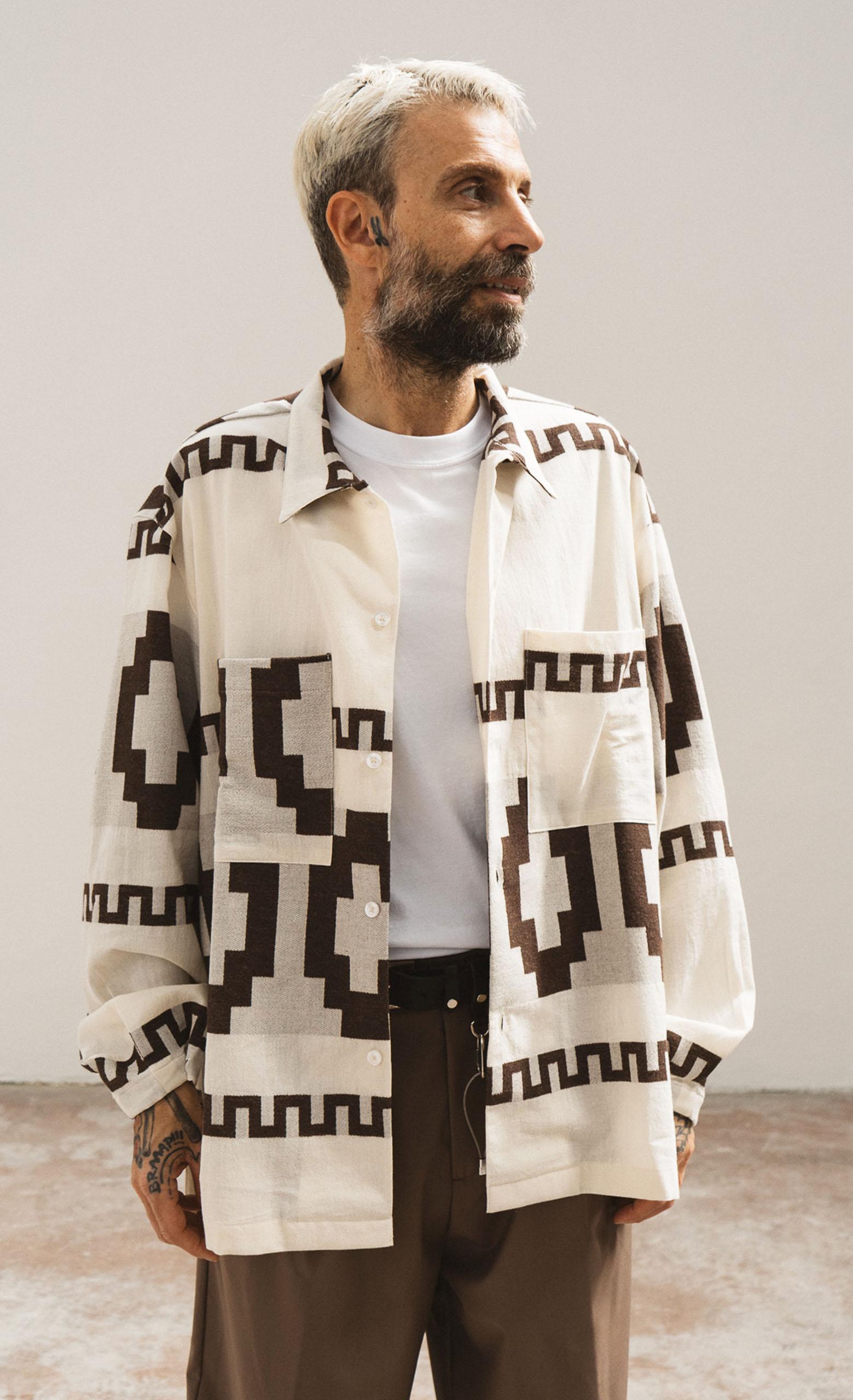 Wooden Store Native Marrone Camicia Hiroko Hemd Herren creme